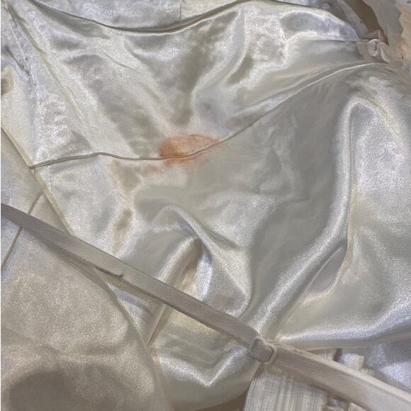 ECI New York 100% Silk Ivory Eyelet Ruffle Mini Spaghetti Strap Dress Size 10 - Picture 16 of 16